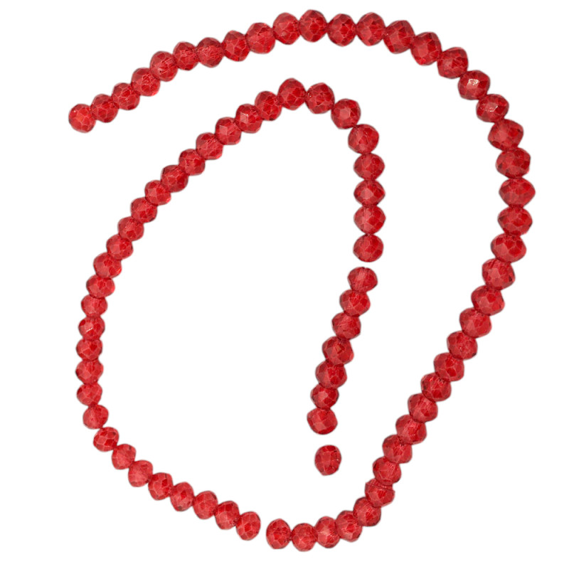 6MM ROJO OSCURO TRASLUCIDO CUENTA FACETADA PERFORADA VIDRIO TIRA