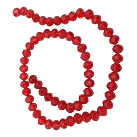 8MM ROJO OSCURO TRASLUCIDO CUENTA FACETADA PERFORADA VIDRIO TIRA