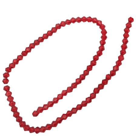 4MM CONO ROJO OSCURO TRASLUCIDO FACETADO PERFORADO VIDRIO TIRA