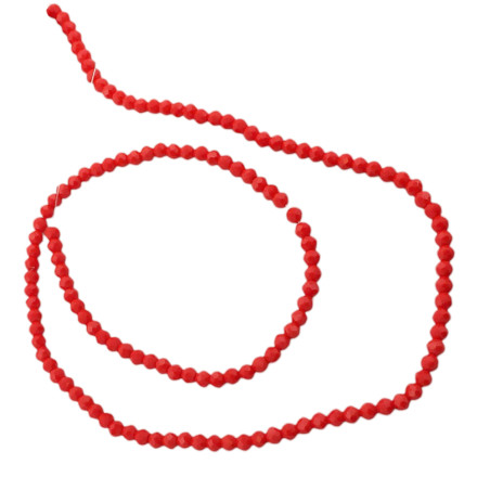 2MM ROJO PLENO CUENTA FACETADA PERFORADA VIDRIO TIRA