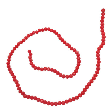 4MM ROJO PLENO CUENTA FACETADA PERFORADA VIDRIO TIRA