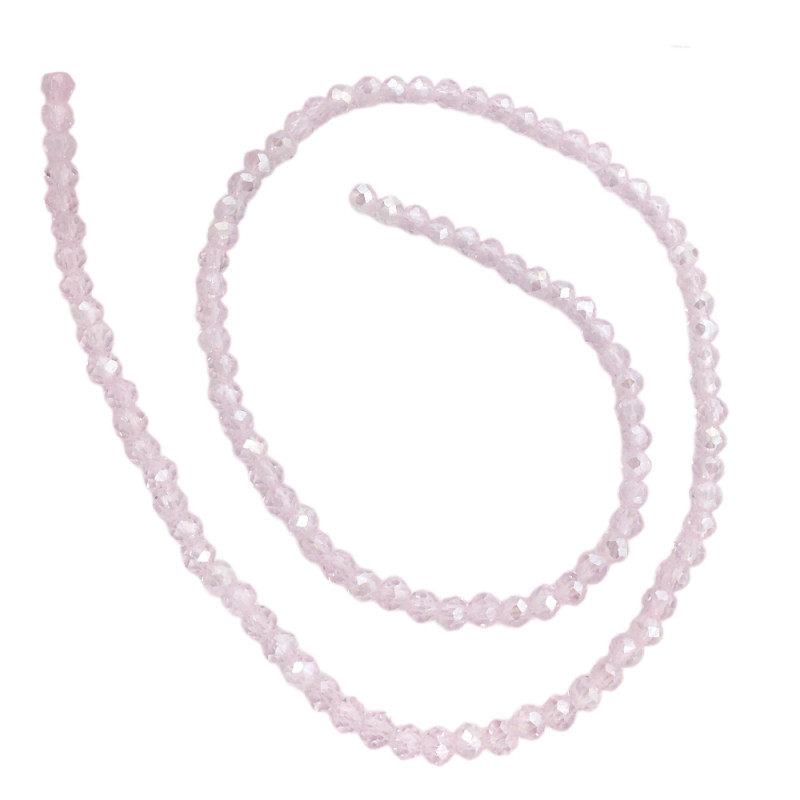 4MM ROSA SUAVE TRASLUCIDO AB CUENTA FACETADA PERFORADA VIDRIO TIRA