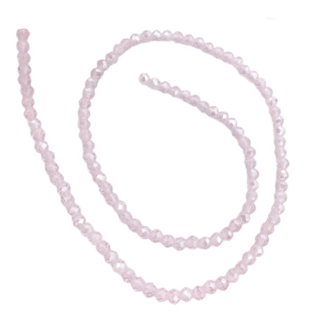 4MM ROSA SUAVE TRASLUCIDO AB CUENTA FACETADA PERFORADA VIDRIO TIRA