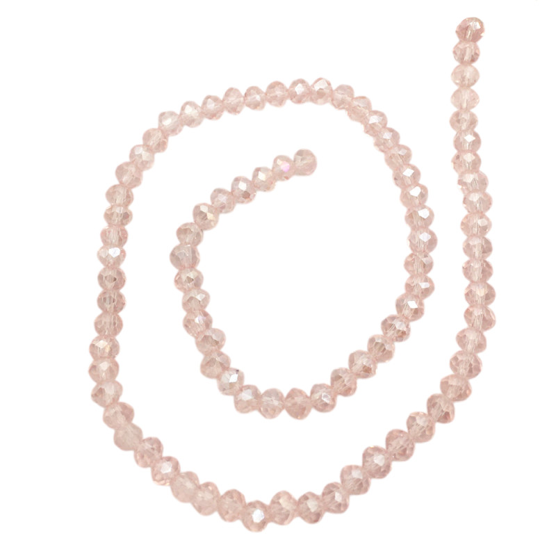 6MM ROSA SUAVE TRASLUCIDO AB CUENTA FACETADA PERFORADA VIDRIO TIRA