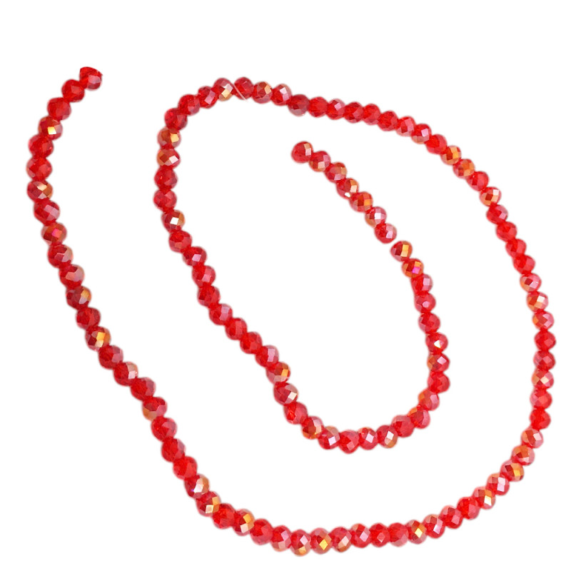 4MM ROJO CLARO TRASLUCIDO AB CUENTA FACETADA PERFORADA VIDRIO TIRA