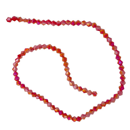 4MM CONO ROJO PLENO AB FACETADO PERFORADO VIDRIO TIRA