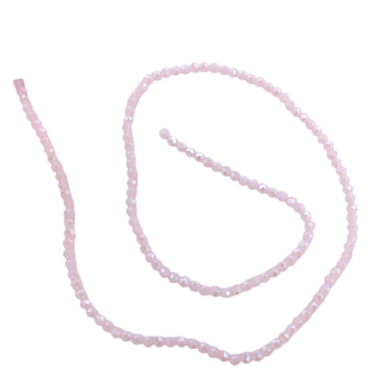 2MM ROSA SUAVE PLENO AB CUENTA FACETADA PERFORADA VIDRIO TIRA