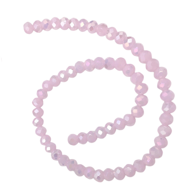 8MM ROSA SUAVE PLENO AB CUENTA FACETADA PERFORADA VIDRIO TIRA