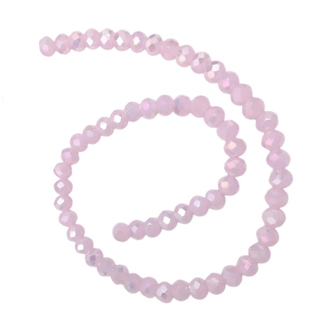 8MM ROSA SUAVE PLENO AB CUENTA FACETADA PERFORADA VIDRIO TIRA