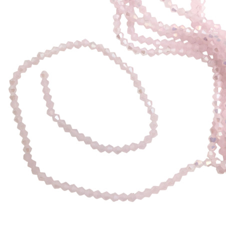 4MM CONO ROSA SUAVE PLENO AB FACETADO PERFORADO VIDRIO TIRA