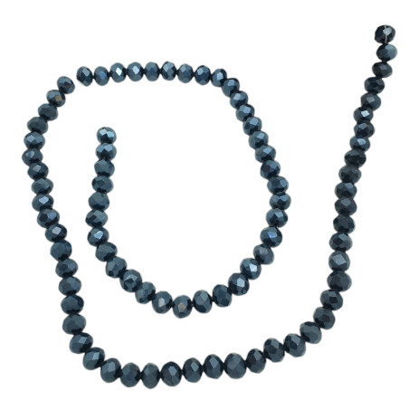 6MM NEGRO GRAFITO PLENO AB CUENTA FACETADA PERFORADA VIDRIO TIRA