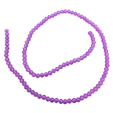 4MM PURPURA TRASLUCIDO CUENTA FACETADA PERFORADA VIDRIO TIRA