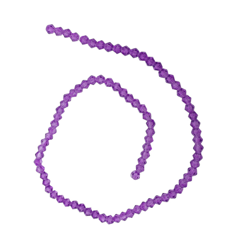 4MM CONO PURPURA TRASLUCIDO FACETADO PERFORADO VIDRIO TIRA