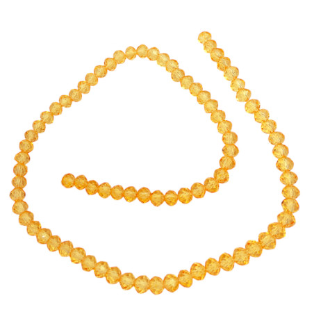 6MM DORADO MEDIO TRASLUCIDO CUENTA FACETADA PERFORADA VIDRIO TIRA