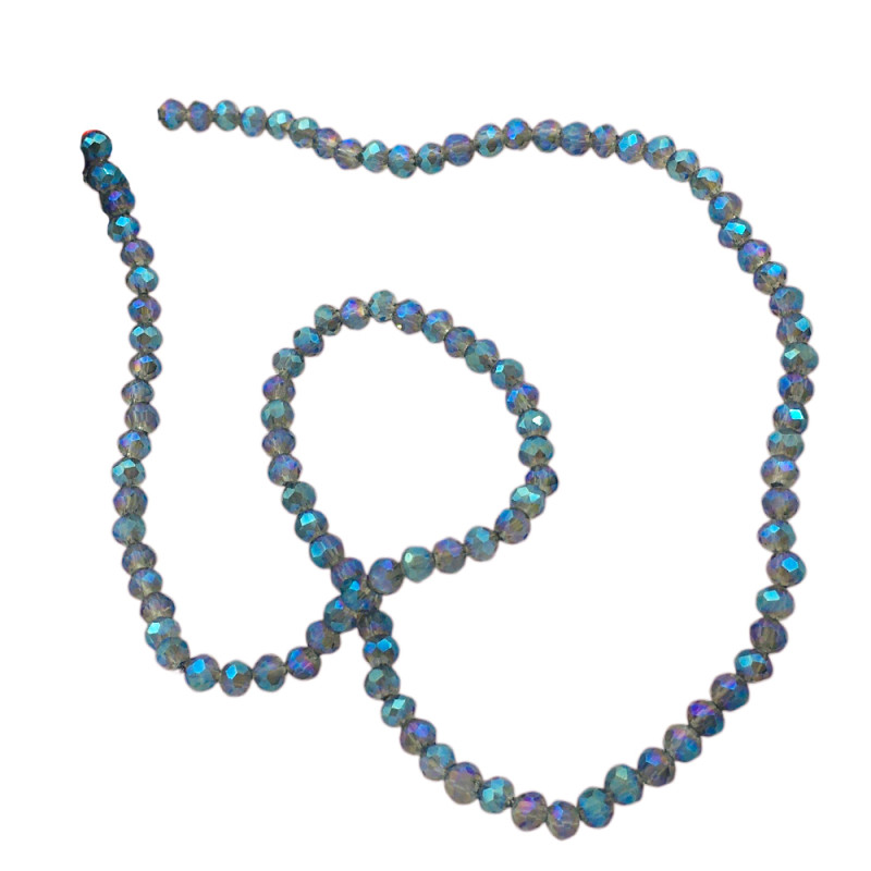 4MM GRIS FUME AZULADO TRASLUCIDO AB CUENTA FACETADA PERFORADA VIDRIO TIRA