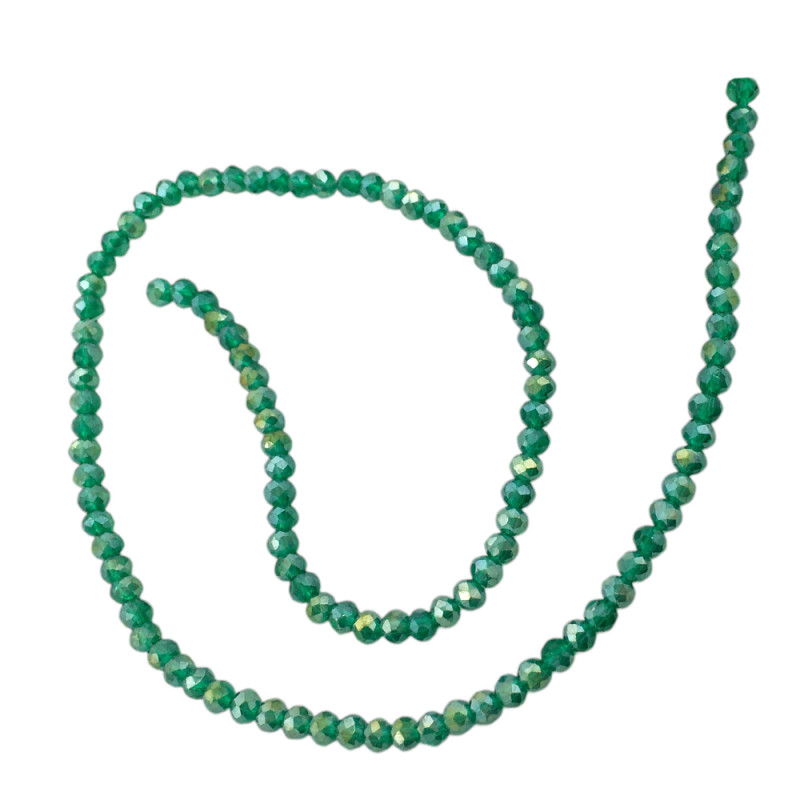 4MM VERDE INGLES TRASLUCIDO AB CUENTA FACETADA PERFORADA VIDRIO TIRA