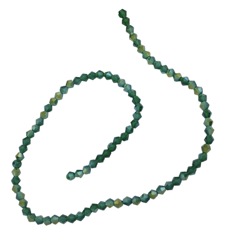 4MM CONO VERDE INGLES TRASLUCIDO AB FACETADO PERFORADO VIDRIO TIRA