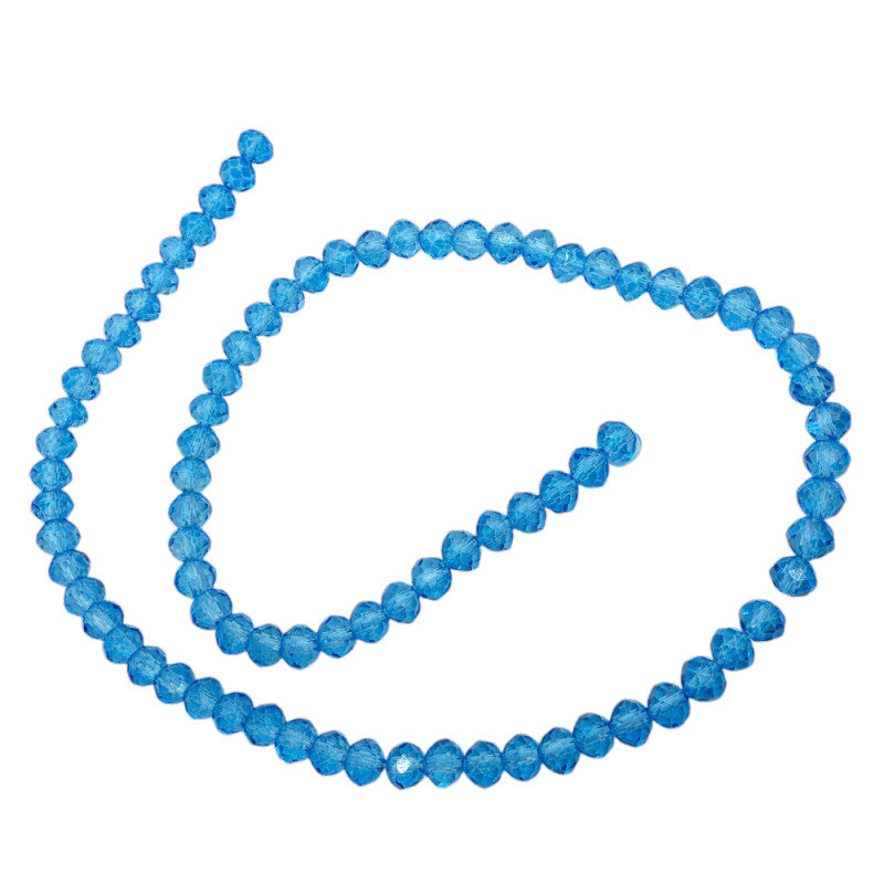 6MM AZUL CELESTE TRASLUCIDO CUENTA FACETADA PERFORADA VIDRIO TIRA