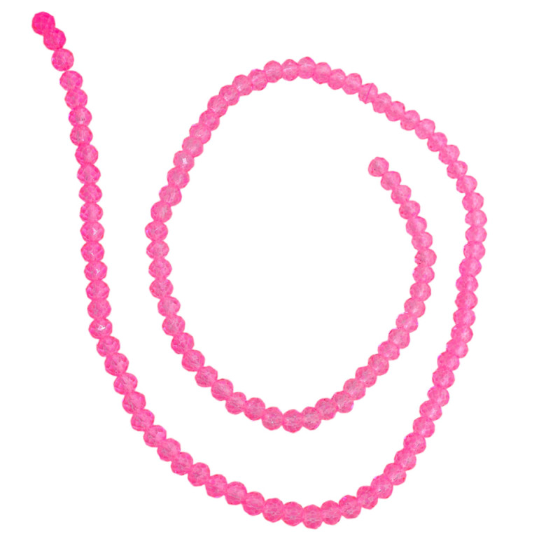 4MM ROSA FLUOR TRASLUCIDO CUENTA FACETADA PERFORADA VIDRIO TIRA