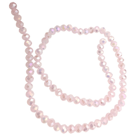 6MM ROSA SUAVE PLENO AB CUENTA FACETADA PERFORADA VIDRIO TIRA