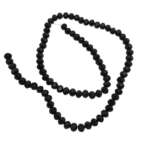 6MM NEGRO PLENO CUENTA FACETADA PERFORADA VIDRIO TIRA