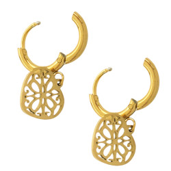 DORADO PAR CORAZON CALADO C/ DIBUJO DE FLOR EN BISAGRA DE 12MM ARO