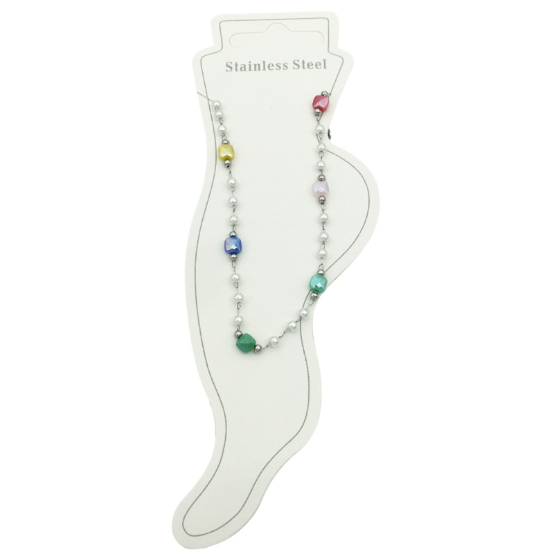 CUBOS DE COLORES FACETADOS Y PERLAS 21+5CM TOBILLERA