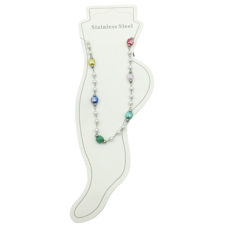 CUBOS DE COLORES FACETADOS Y PERLAS 21+5CM TOBILLERA