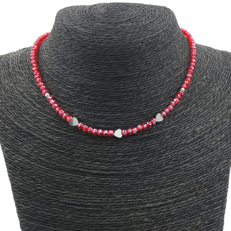 ROJO AB CORAZONES REGULABLE 37+6CM TIPO CHOKER GARGANTILLA COLLAR