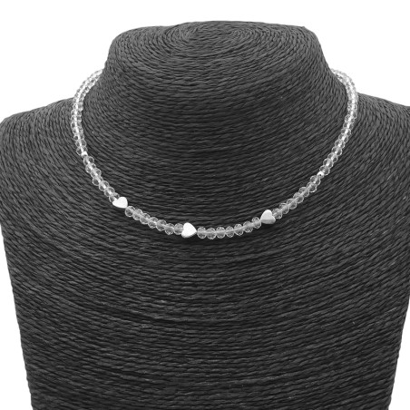 CRISTAL AB CORAZONES REGULABLE 37+6CM TIPO CHOKER GARGANTILLA COLLAR