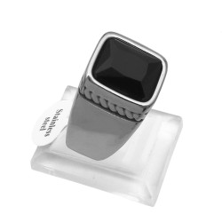 NEGRO REPURGE PIEDRA GRANDE FACETADA SELLO HOMBRE ANILLO