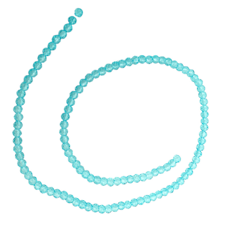 4MM CELESTE TRASLUCIDO CUENTA FACETADA PERFORADA VIDRIO TIRA