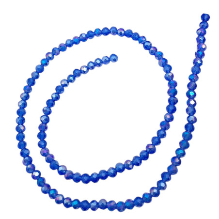 4MM AZUL TRASLUCIDO AB CUENTA FACETADA PERFORADA VIDRIO TIRA