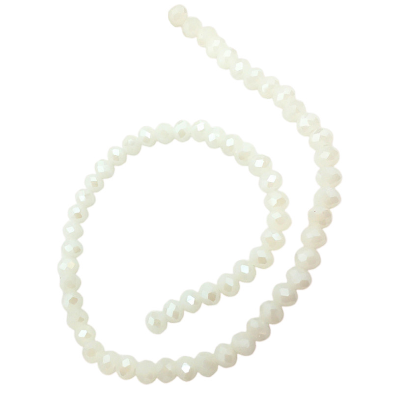 8MM BLANCO VIA LACTEA TRASLUCIDO AB CUENTA FACETADA PERFORADA VIDRIO TIRA