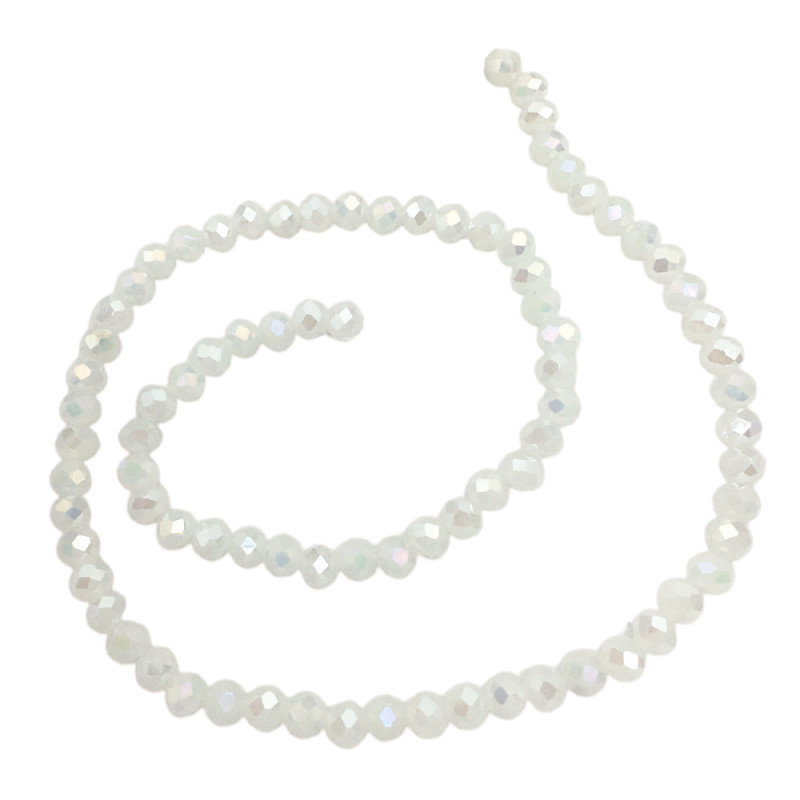 6MM BLANCO VIA LACTEA TRASLUCIDO AB CUENTA FACETADA PERFORADA VIDRIO TIRA