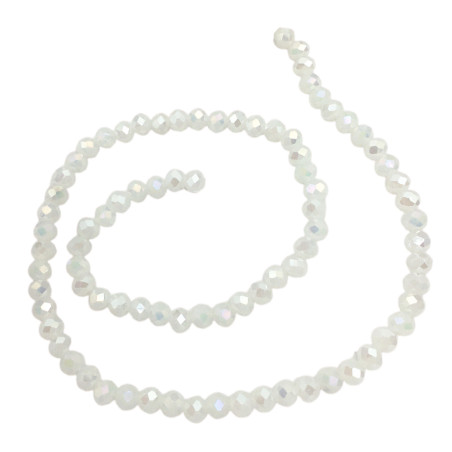 6MM BLANCO VIA LACTEA TRASLUCIDO AB CUENTA FACETADA PERFORADA VIDRIO TIRA