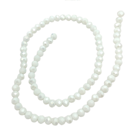 6MM BLANCO PLENO AB CUENTA FACETADA PERFORADA VIDRIO TIRA