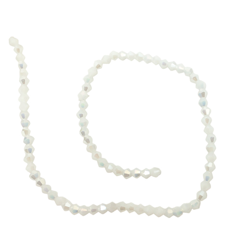 4MM CONO BLANCO PLENO AB FACETADO PERFORADO VIDRIO TIRA