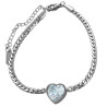 CORAZON CUBIC EN MARCO DE CORAZON C/ ESLABON CHATO 18+4CM PULSERA