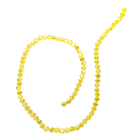 4MM CONO AMARILLO SUAVE TRASLUCIDO AB FACETADO PERFORADO VIDRIO TIRA