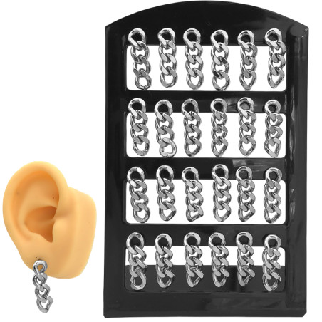 BLISTER X12 PARES CADENA CUATRO ESLABONES GROUMET COLGANTE ARO