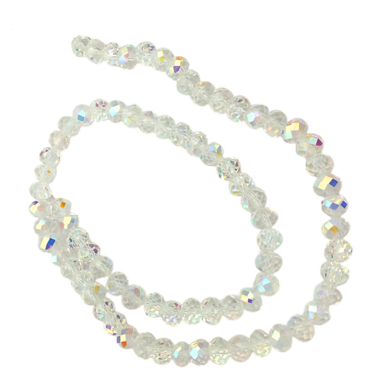 8MM CRISTAL TRASLUCIDO AB ARCOIRIS CUENTA FACETADA PERFORADA VIDRIO TIRA