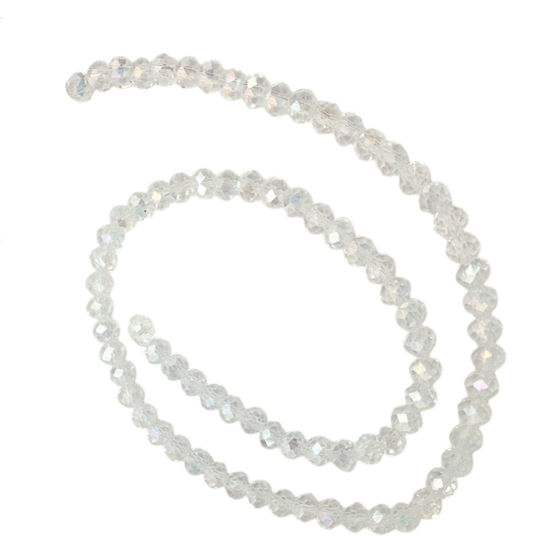 6MM CRISTAL TRASLUCIDO CUENTA FACETADA PERFORADA VIDRIO TIRA