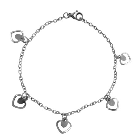 CINCO CORAZONES CALADOS 19CM PULSERA