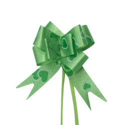 15*250MM VERDE C/ CORAZONES PAQUETE x10 UNIDADES MOÑO DE REGALO