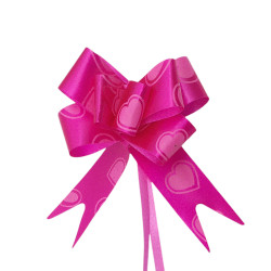 15*250MM ROSA FUERTE C/ CORAZONES PAQUETE x10 UNIDADES MOÑO DE REGALO