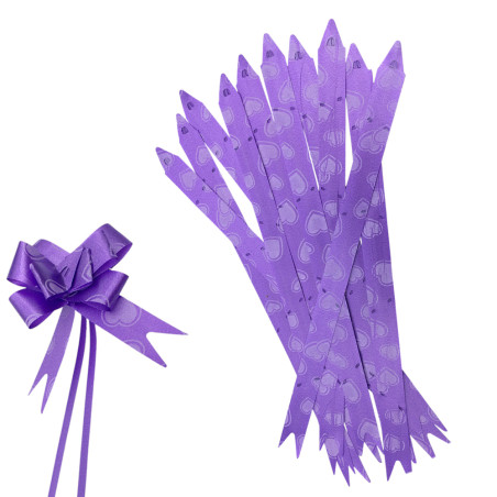 15*250MM VIOLETA C/ CORAZONES PAQUETE x10 UNIDADES MOÑO DE REGALO