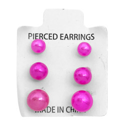 CAJA X108 PARES SEIS COLORES DE PERLAS ARITOS MEDIDAS SURTIDAS ARO