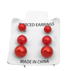 6 CARTONES 18 PARES ARITOS PERLAS MEDIDAS Y COLORES SURTIDOS ARO