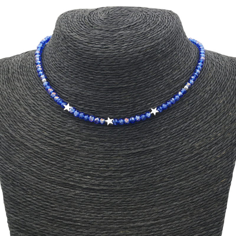 AZUL AB ESTRELLAS REGULABLE 37+6CM TIPO CHOKER GARGANTILLA COLLAR